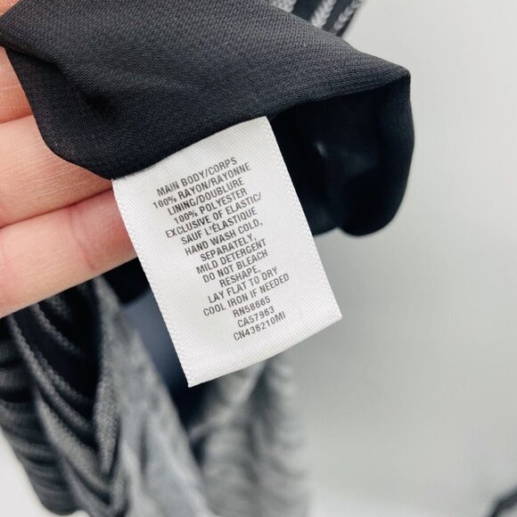 Caslon Womens Size Large Smocked Striped Maxi Dress with Side Slit in Black - Picture 8 of 9